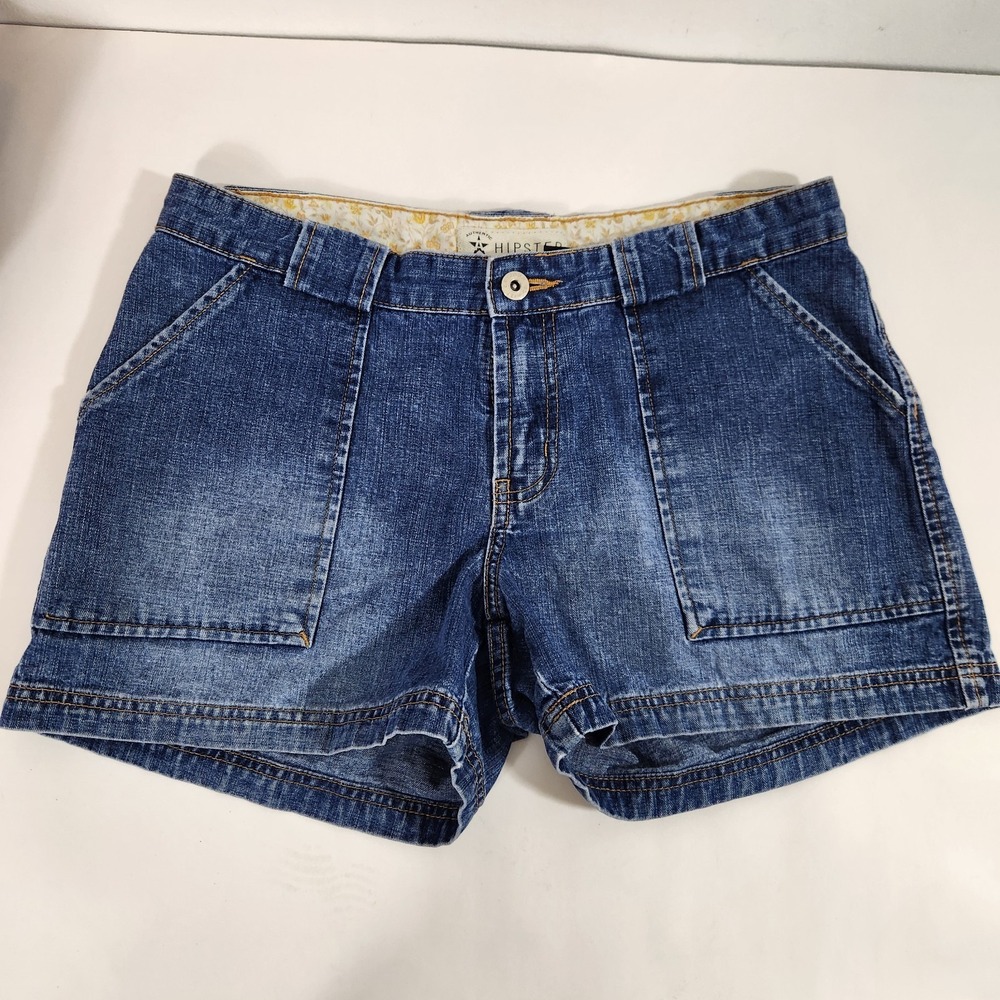Authentic Jeanswear Hipster Womens Denim Shorts Size 7 Blue Utility Cargo Y2K